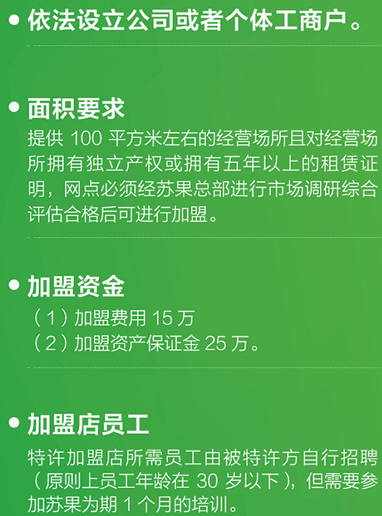 蘇果超市加盟條件有哪些？